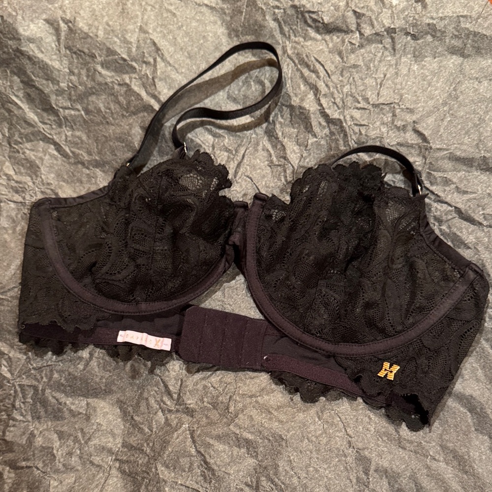 Savage X Fenty Sorry Not Sorry Elegant Black Lace Bra 34DD